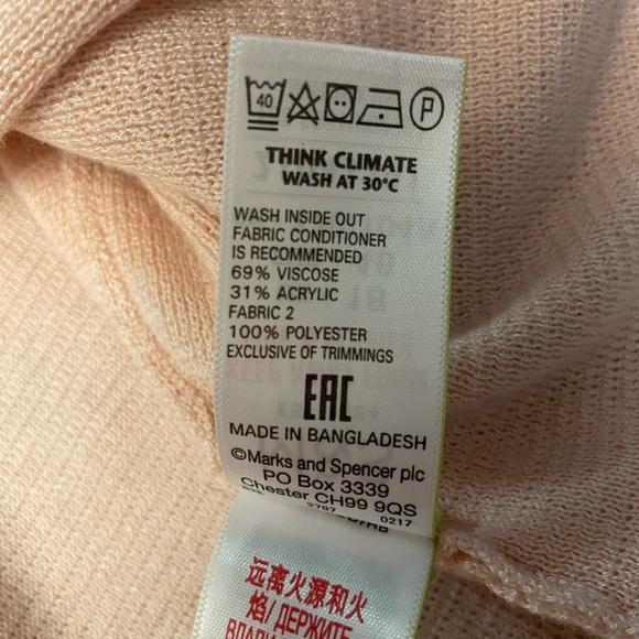 NWOT Open Front Flared Sheer Sleeve Cardigan Pink Sz. 10 UK 14 Marks & Spencer - Picture 7 of 9